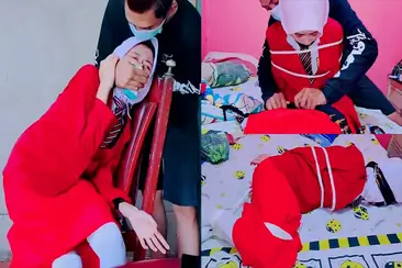 Ukhti ABG SMP Hijab Diikat Main BDSM Liar